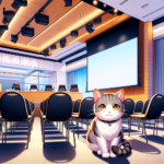 セミナー会場にいる猫の画像